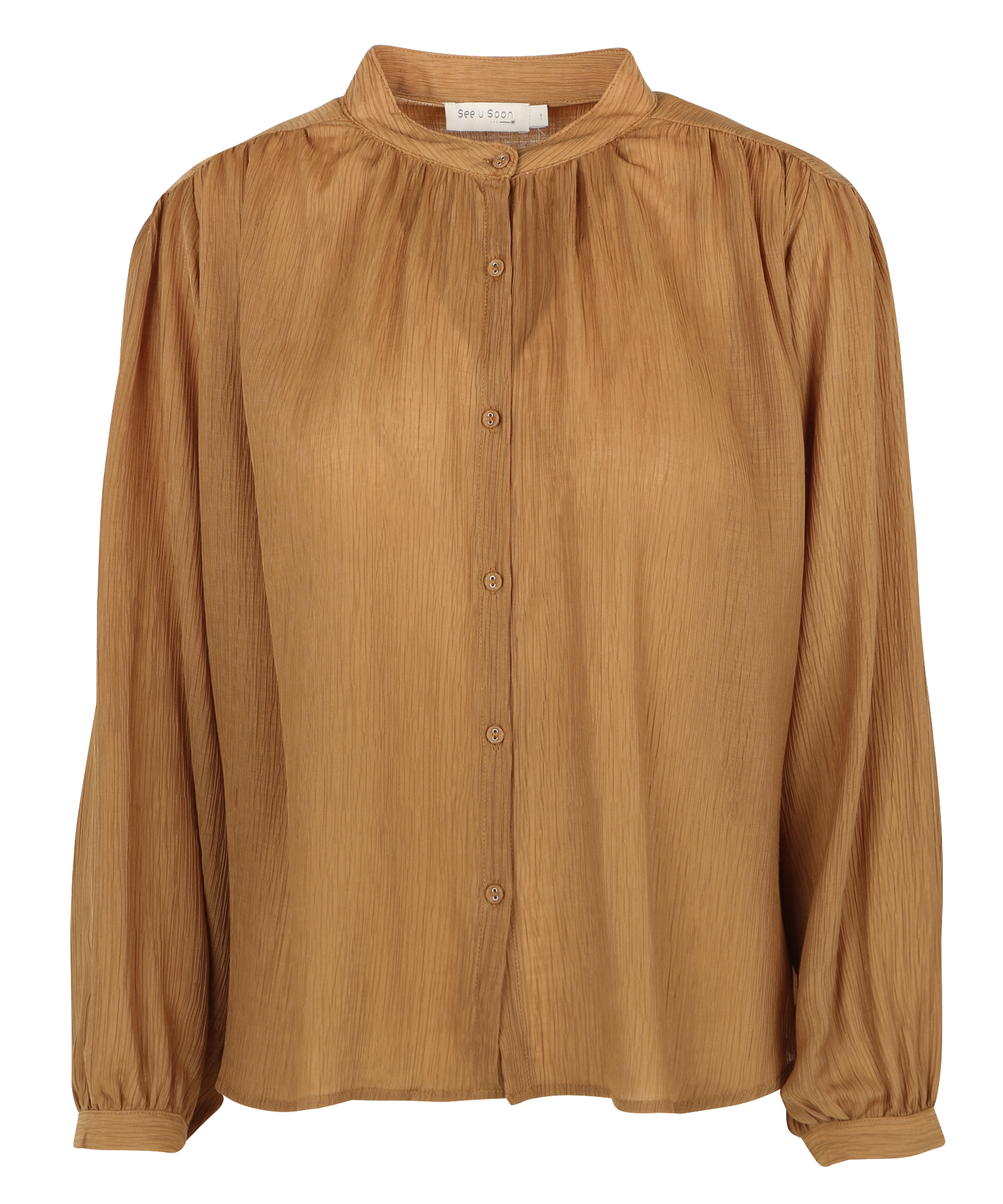 Chemise droite plissée | Marron