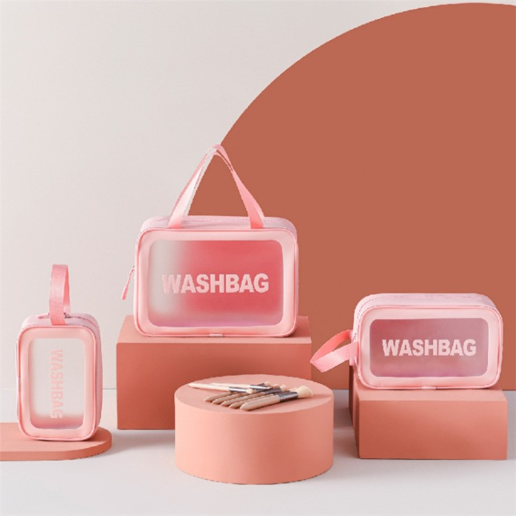 (3-tlg Set) Kosmetik Make Up Tasche Necessaire Organizer Bag - Schwarz / Transparent