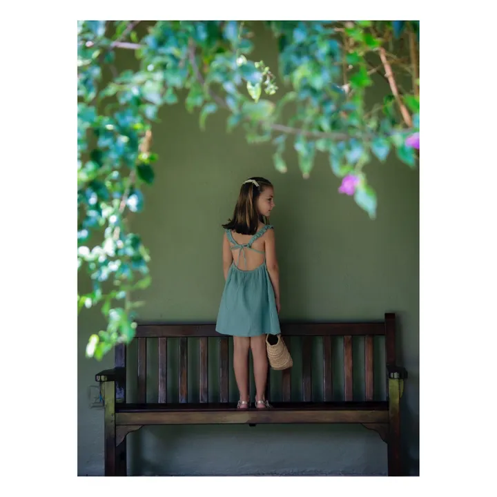 Petite Lucette Robe Coton Bio Lara | Bleu gris