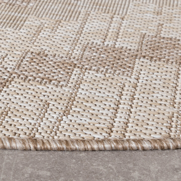 Rond jute buitenkleed - Atlas Diamond Bruin/Creme