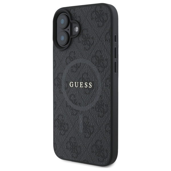 iPhone 16 MagSafe Leder Hardcase Hülle 4G Ring Classic Logo (GUHMP16SG4GFRK) - Schwarz