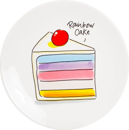 Blond Amsterdam gebaksbord Even Bijkletsen rainbow cake D 18 H 1,5 cm