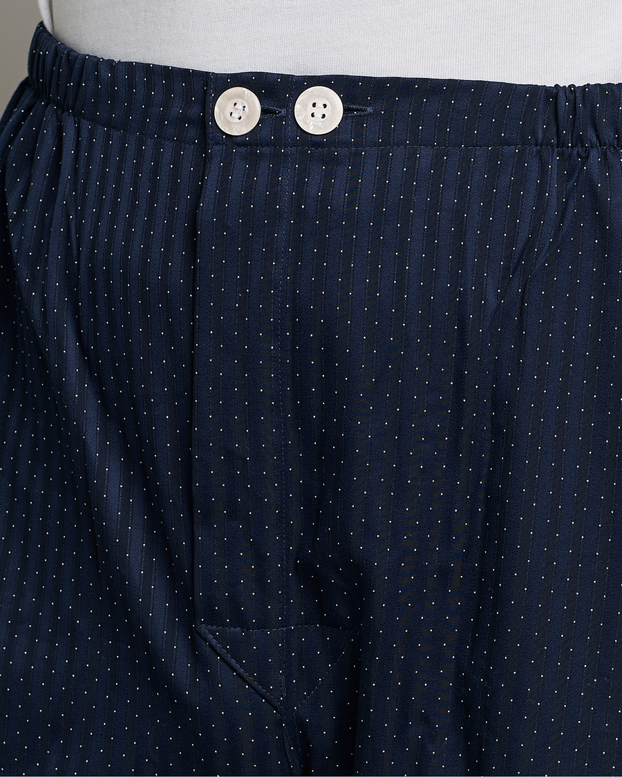 Derek Rose Royal Piped Cotton Pyjama Set Navy