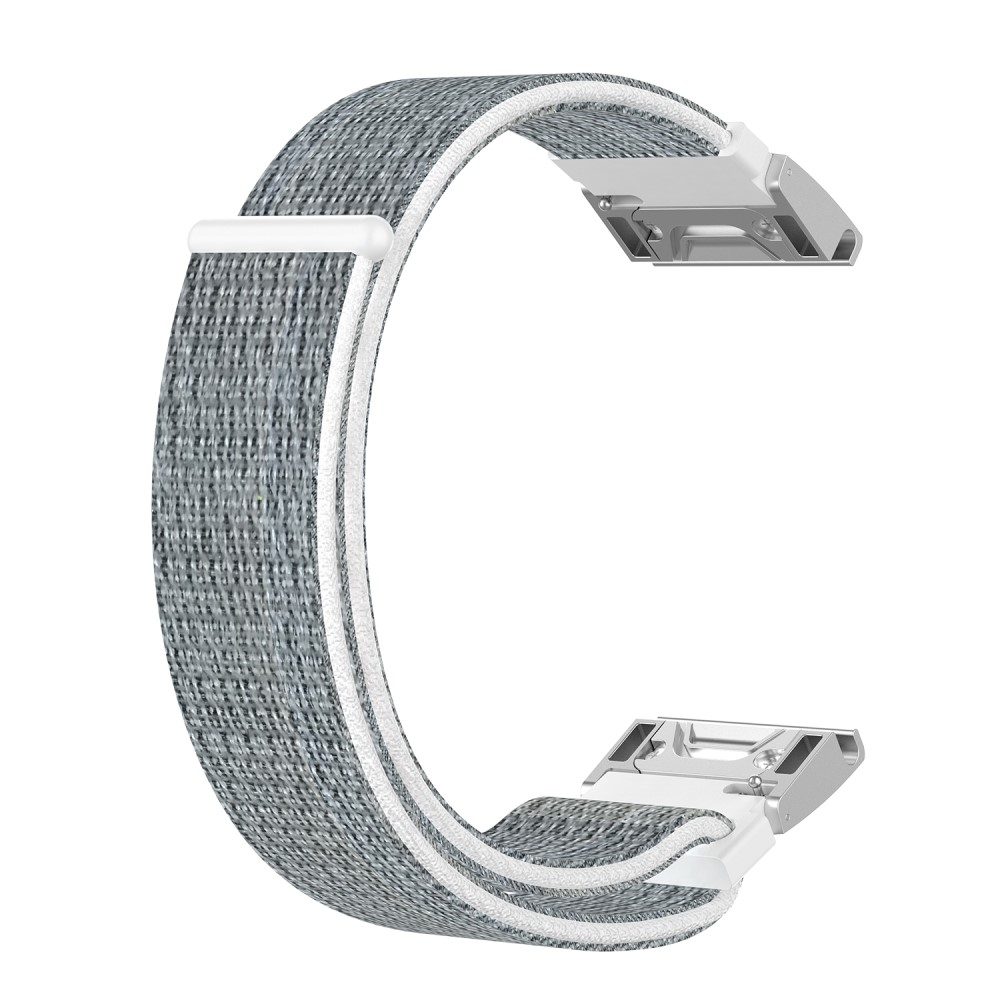 (Gr. XXL) Garmin Fenix 6S / 6S Pro / 5S / 5S Plus Nylon Klettverschluss Ersatz Armband (Gelenkumfang 197-257 mm) - Silber / Weiss