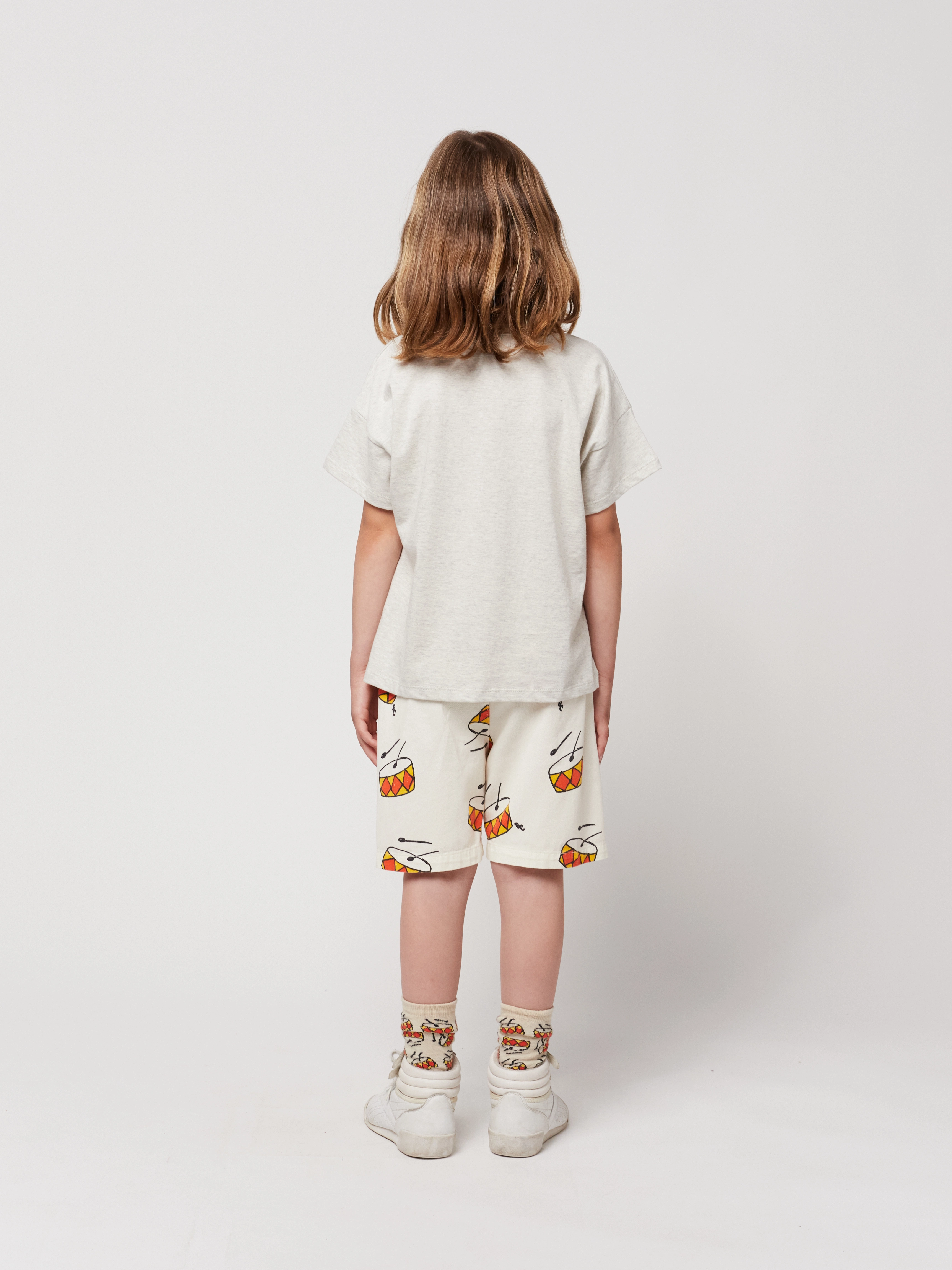 T-Shirt HAPPY MASK in light heather grey
