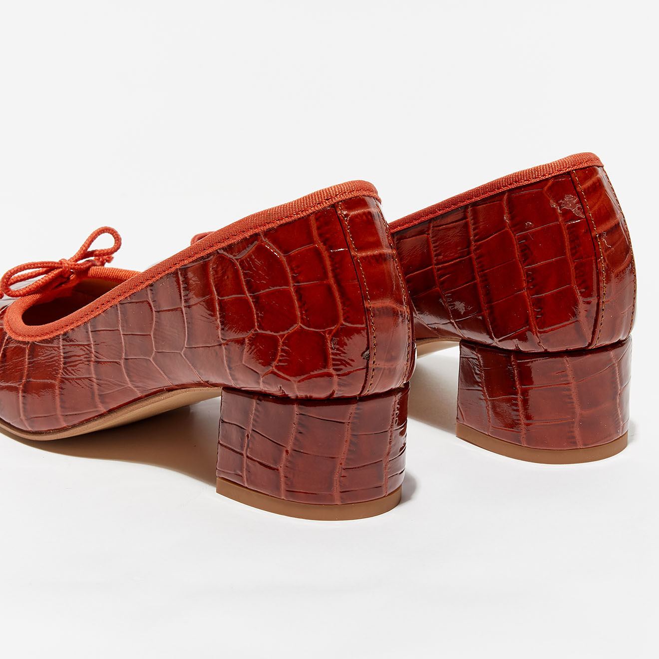 Quartier Latin Ballerines en Cuir croco Albane rouges - Talon 4 cm