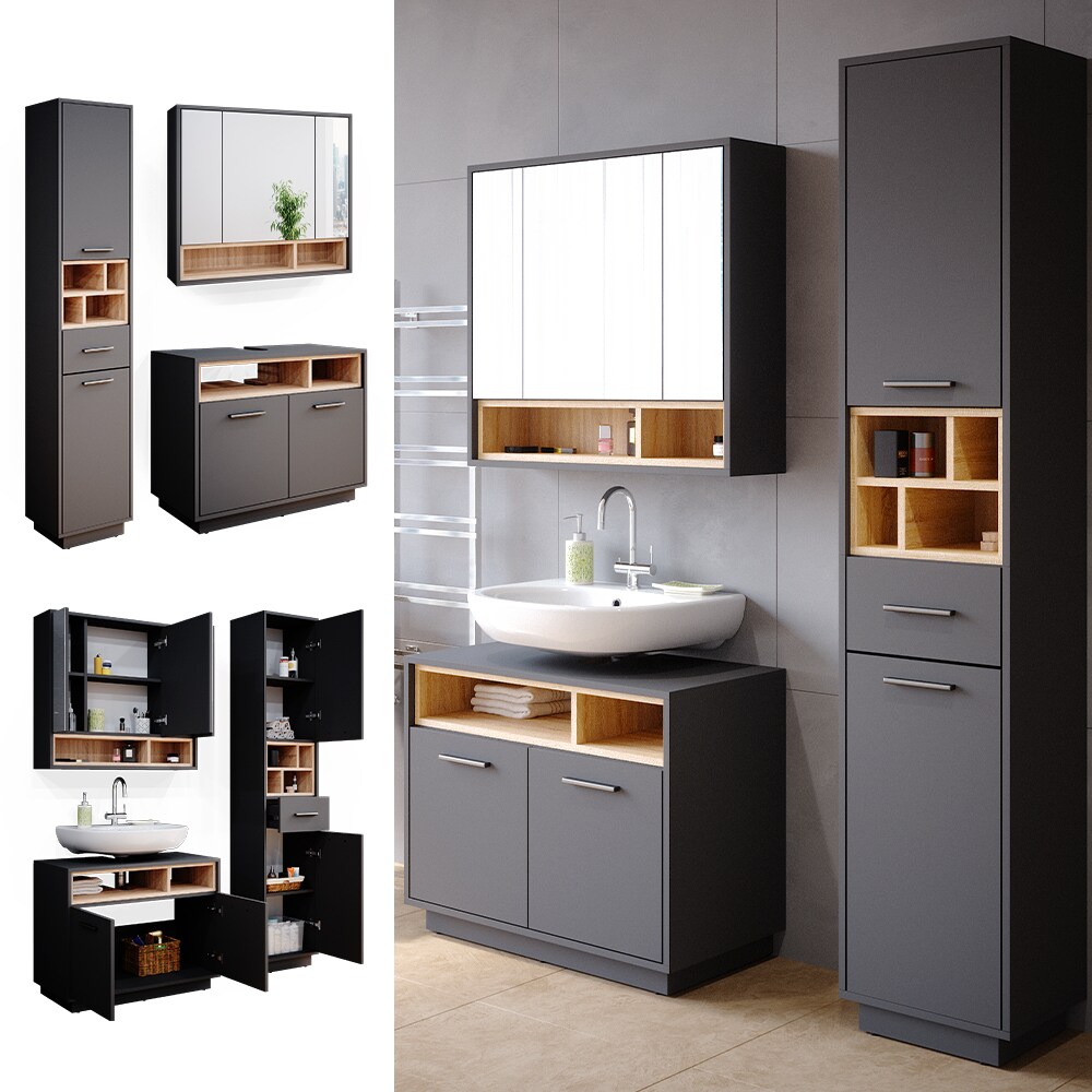 Vicco Badmöbel Set Beatrice Spiegelschrank Waschtischunterschrank Hochschrank