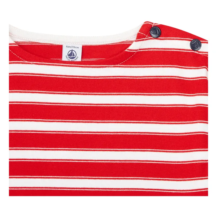 Petit Bateau T-shirt Rayé Coton Bio Epais | Rouge