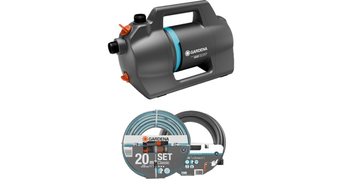 GARDENABesproeiingspomp 4100 Silent set  (Donkergrijs/turquoise,  550 Watt)