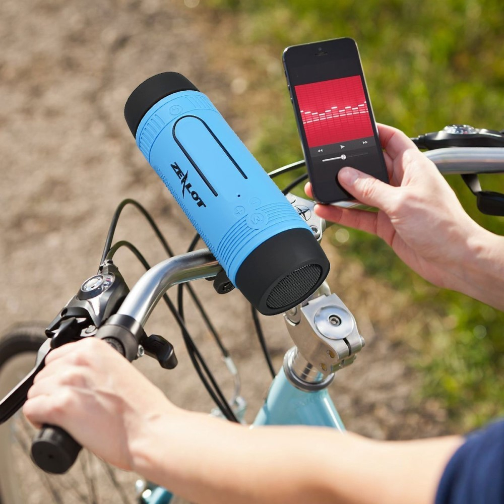 3in1 Velo Fahrrad LED Lampe   Bluetooth 4.0 Outdoor Lautsprecher FM Radio   Powerbank 4000mAh (Micro SD Slot   Aux In) - Grau