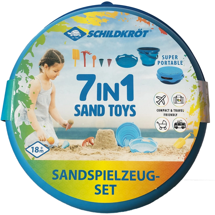 SCHILDKRÖT® 7-in-1 Sand Toys Falteimer-Set, blau