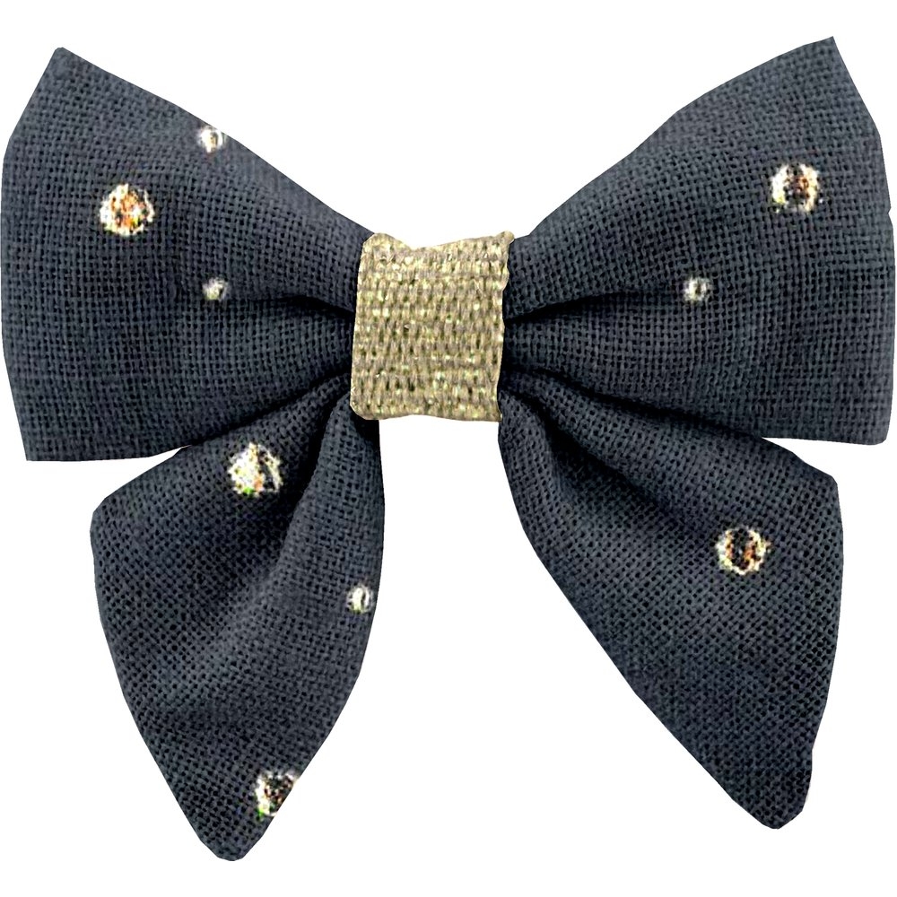 Barrette Mini Noeud Papillon Gaze Pois Or Marine