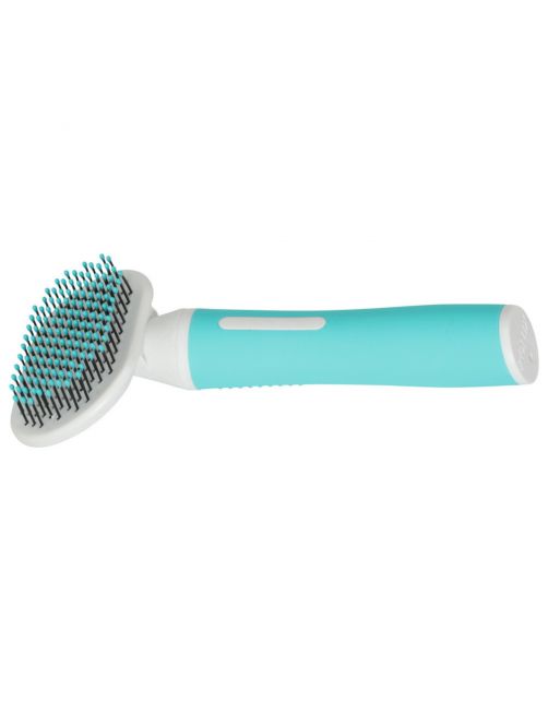 Zolux Puppy Soft Slicker - Hondenvachtborstel - 4x6.4x16.5 cm Wit Turquoise Geschikt Voor Langhaar