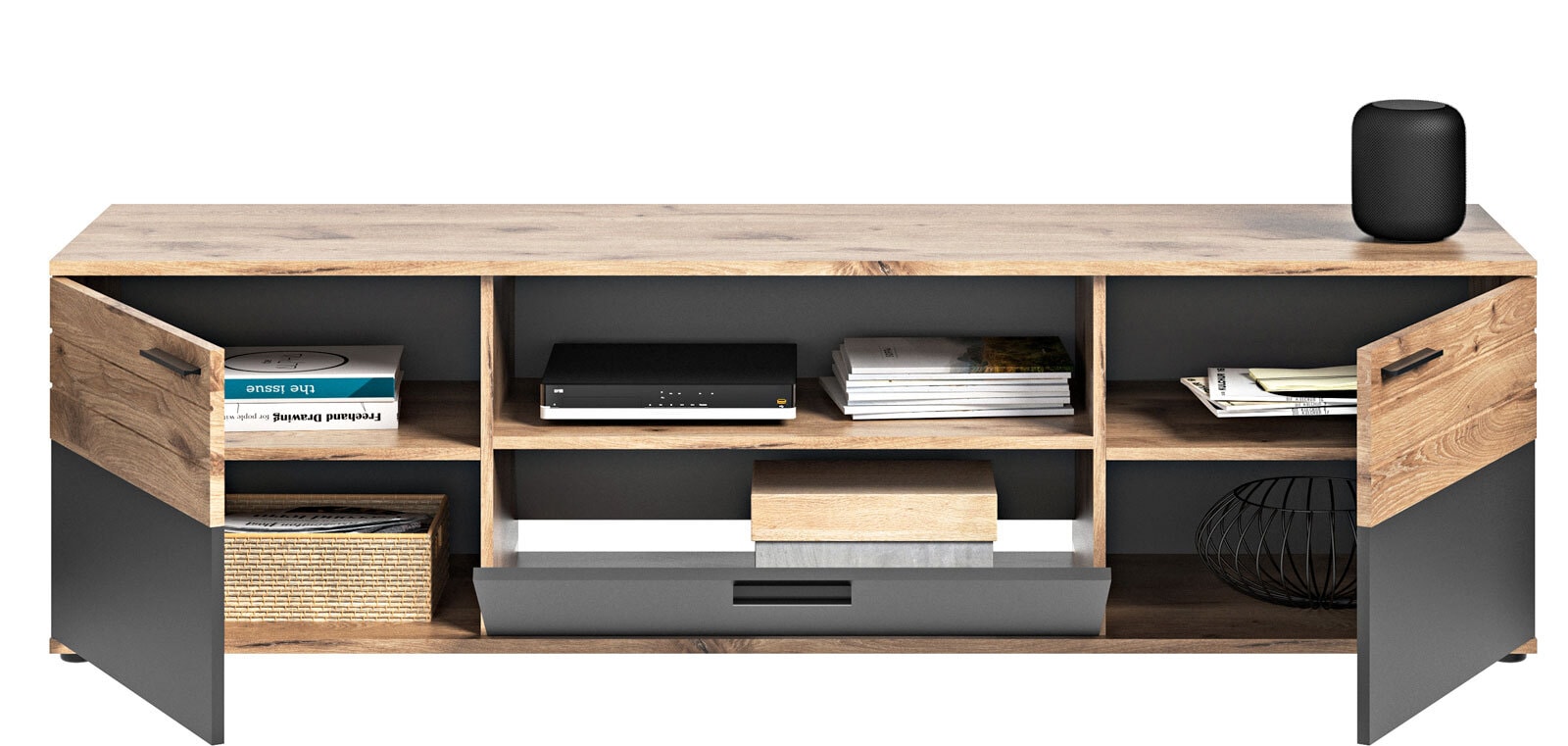 Lowboard Mason, Basalt grau Nox Oak MDF