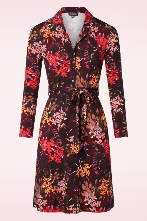 LaLamour Monique Autumn Flower jurk in bordeauxrood
