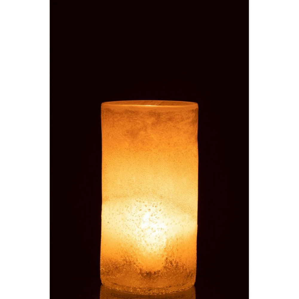 Vase cylindre en verre beige 15x15x30 cm