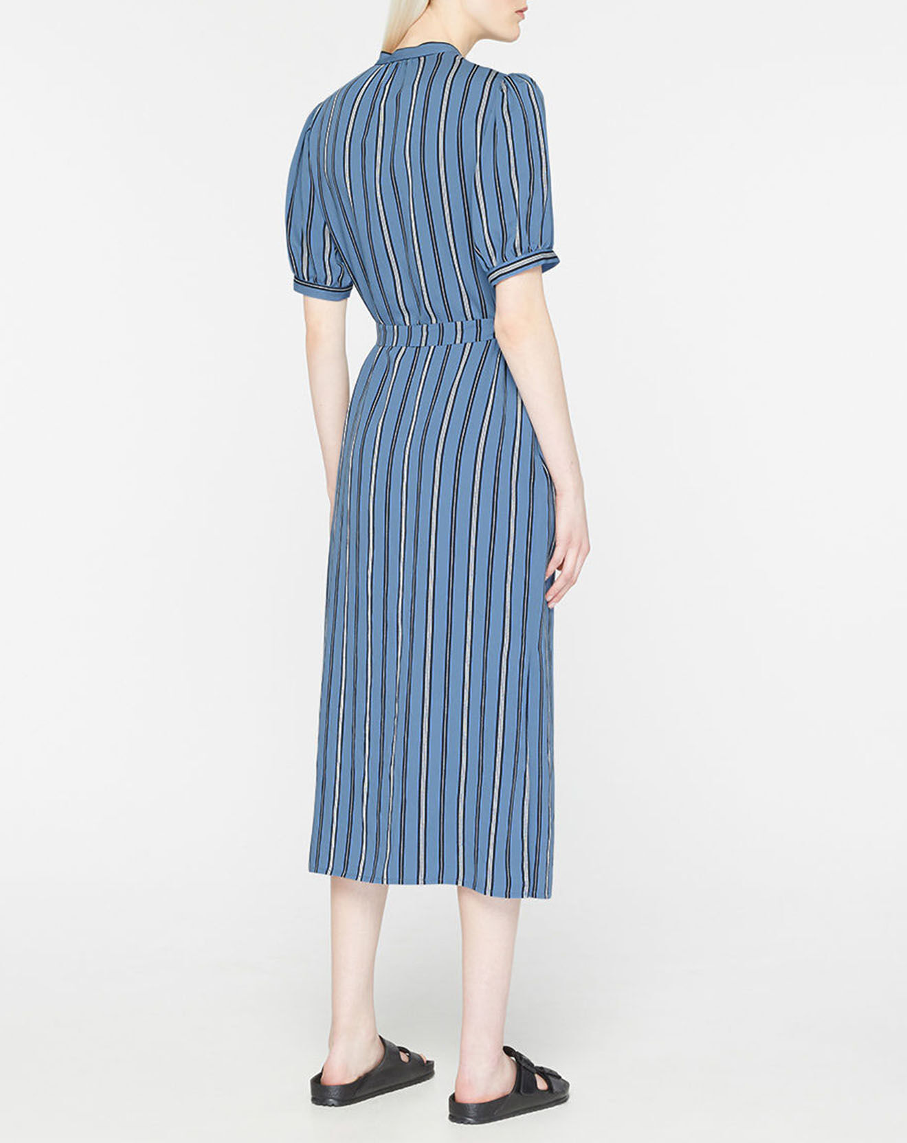 Galeries Lafayette Robe longue chemise Laurier à rayures bleu