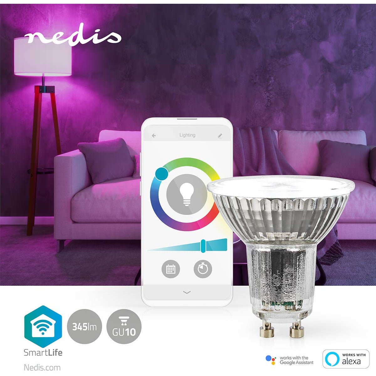 Nedis WIFILRC10GU10 Smartlife multicolour LED-lamp GU10 345m 4.9W