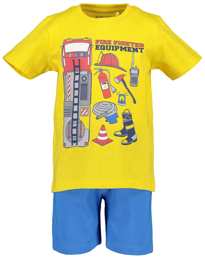 T-Shirt FIRE EQUIPMENT mit Shorts in sonnengelb/dunkelblau