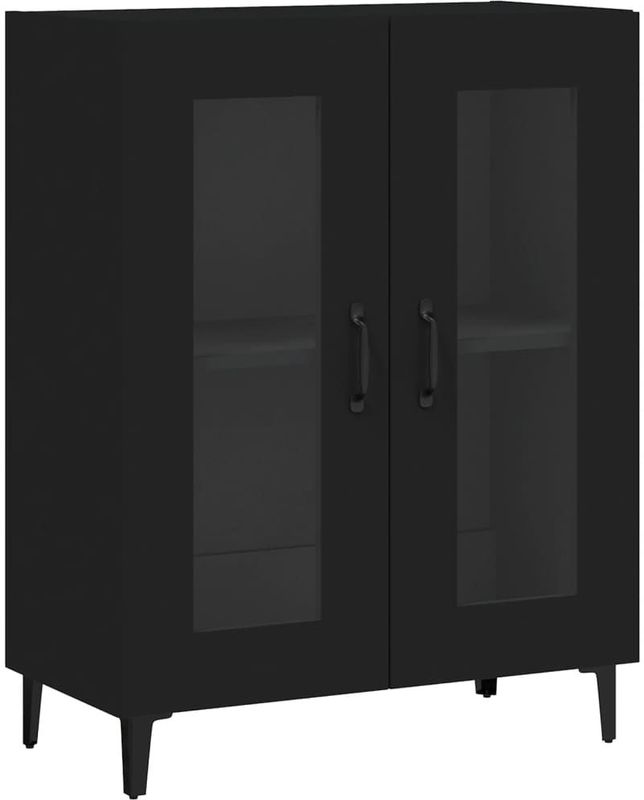 vidaXL - Dressoir - Zwart - Bewerkte Hout en Glas