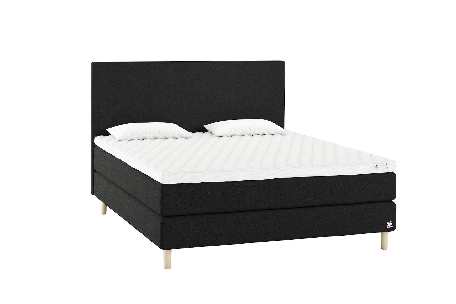 Zeta kontinentalseng Tekstil Dream Graphite, Earth Elastec® overmadrass og Cone Leg 14cm oak