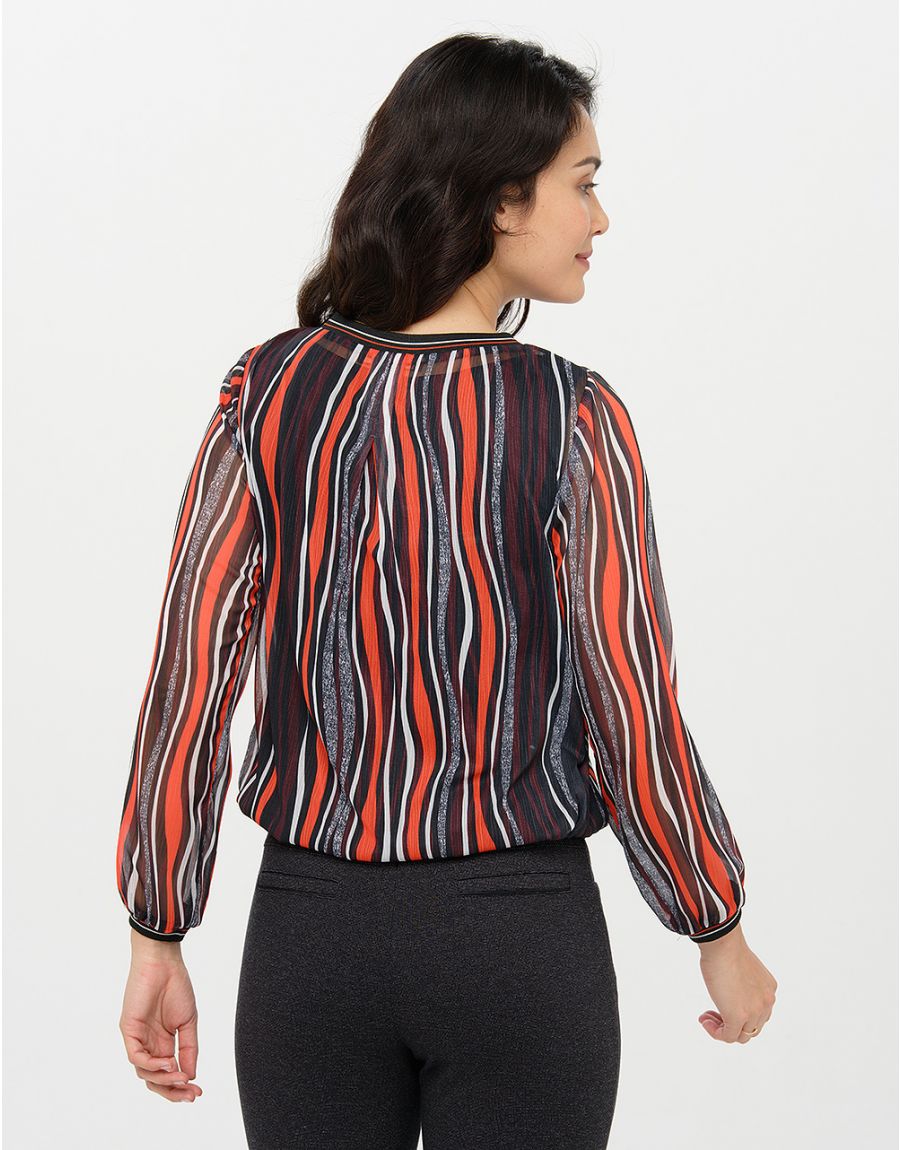 Blouse fluide rayée noire