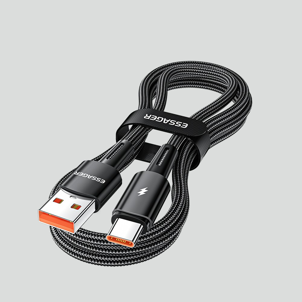 (2m) 120W USB A auf USB C Ladekabel Fast Charge Datenkabel - Schwarz