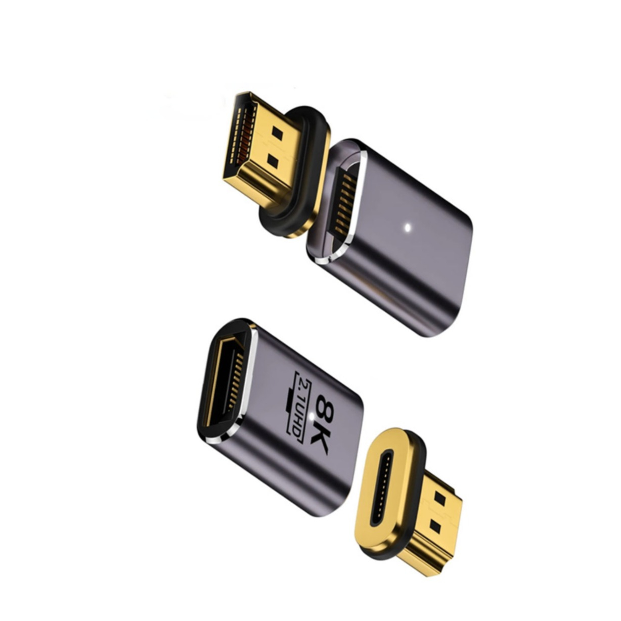 HDMI auf HDMI 2.1 Adapter mit vergoldetem Stecker (8K@60Hz) - Grau