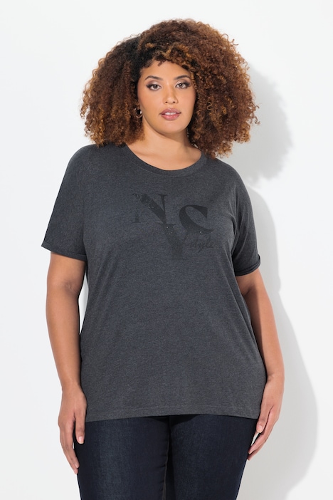 T-Shirt, Schriftmotiv, Oversized, Rundhals, Halbarm