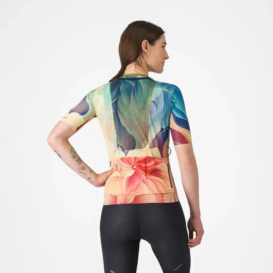 Castelli Unlimited Pro Fietsshirt Korte Mouwen Groen/Oranje Dames