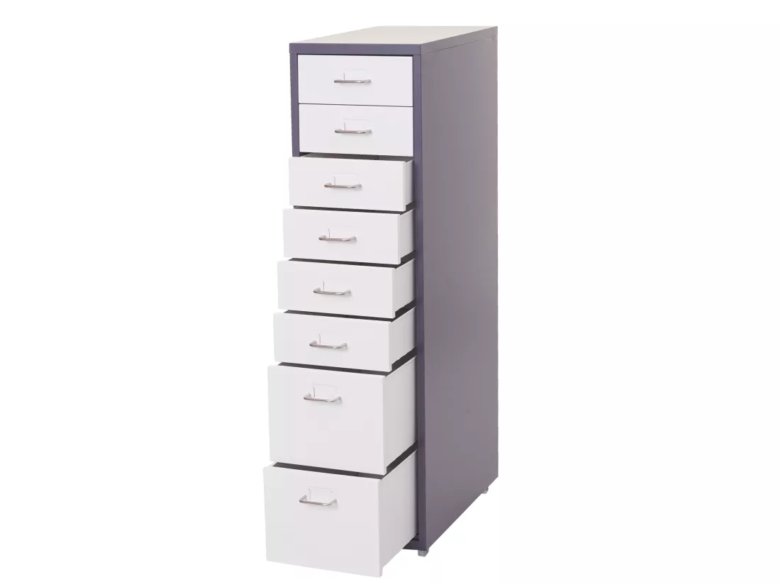 Caisson roulant Preston T851, gris foncé blanc