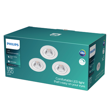 Philips inbouwset LED Sparkle 3x5.5W wit 2700K