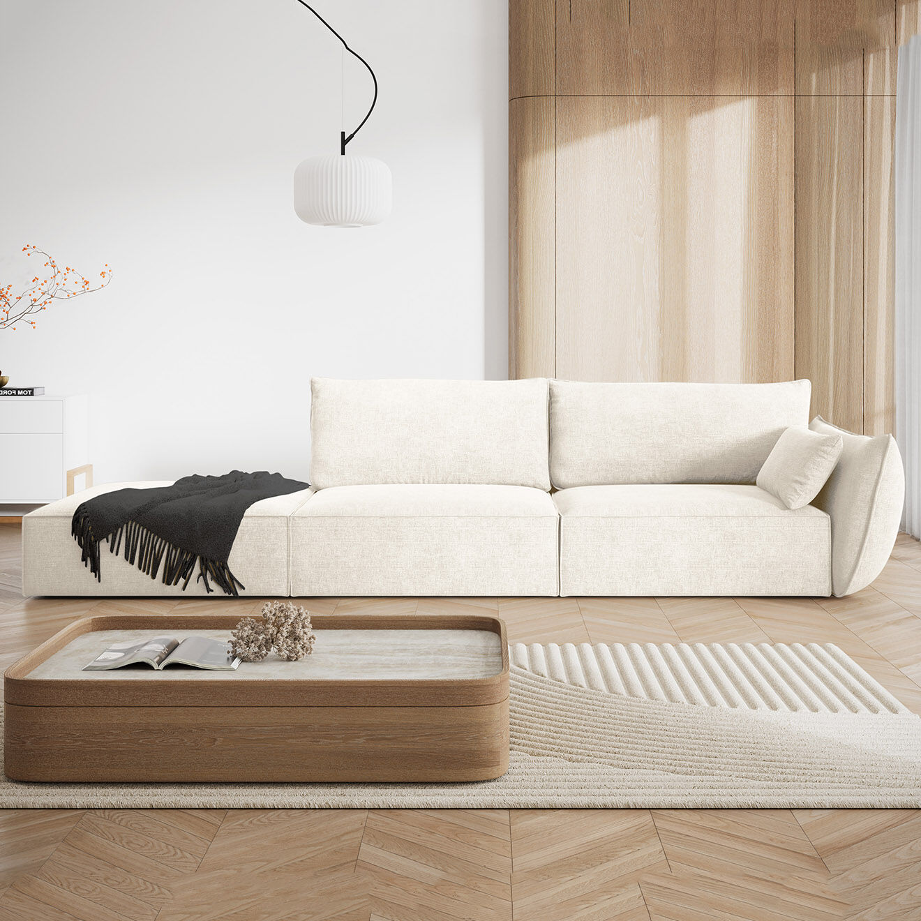 Mazzini Sofas Canapé droit  Vanda 4 Places beige clair - 286x100x85 cm