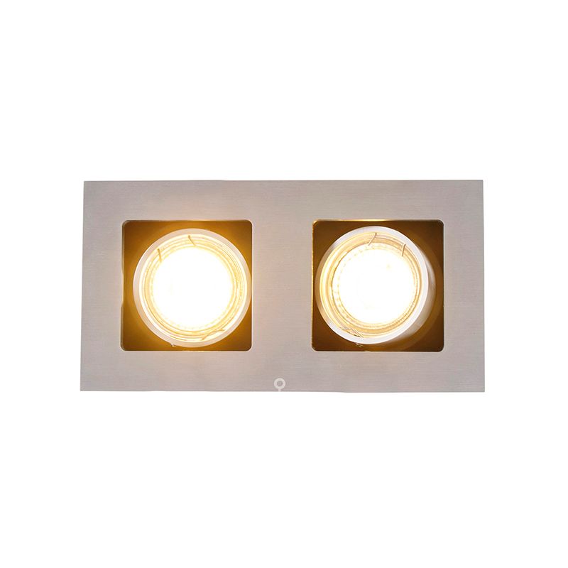 Set van 6 Inbouwspot aluminium rechthoekig 2-lichts - Qure