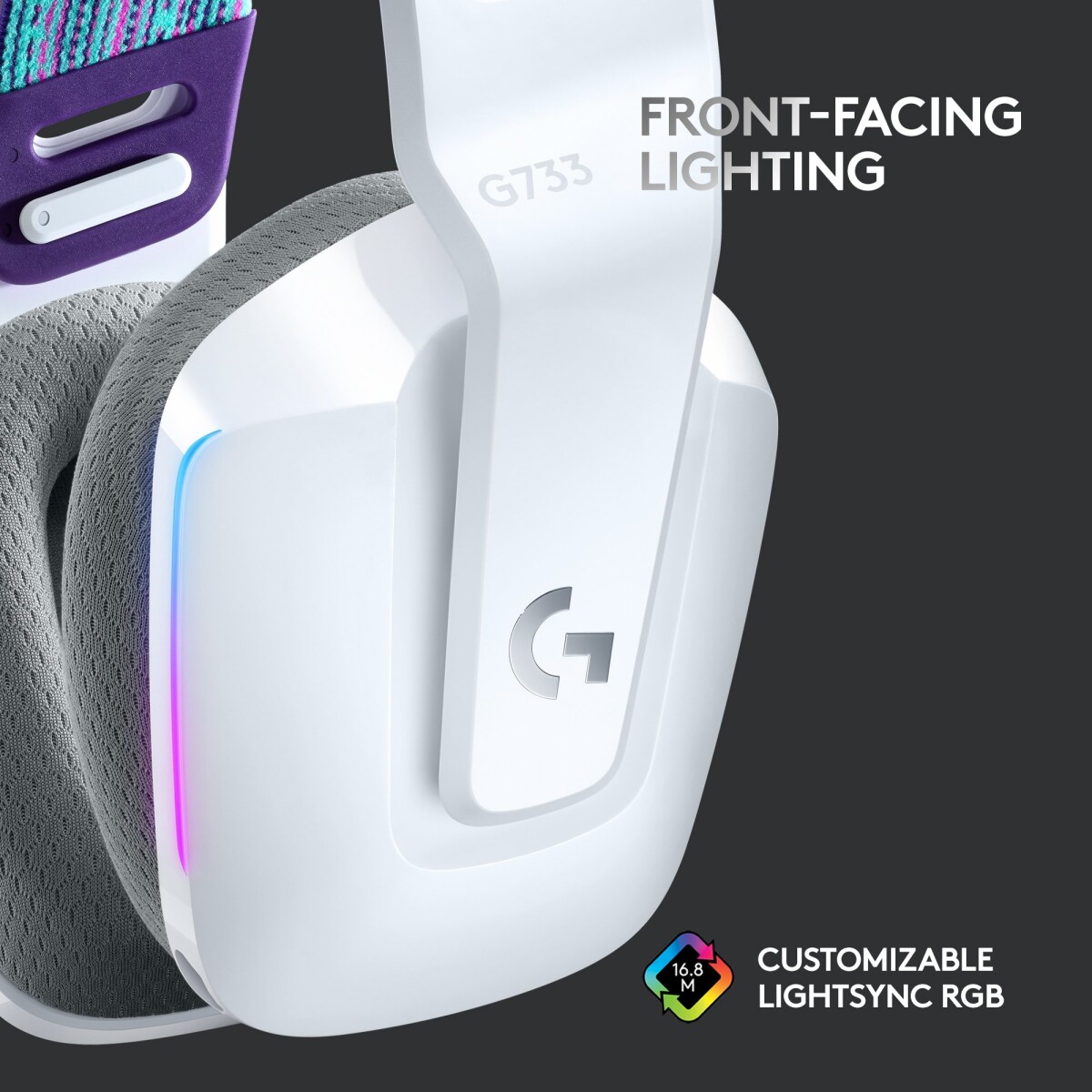 Logitech G733 Lightspeed - Rgb Gaming Headset - Hvid