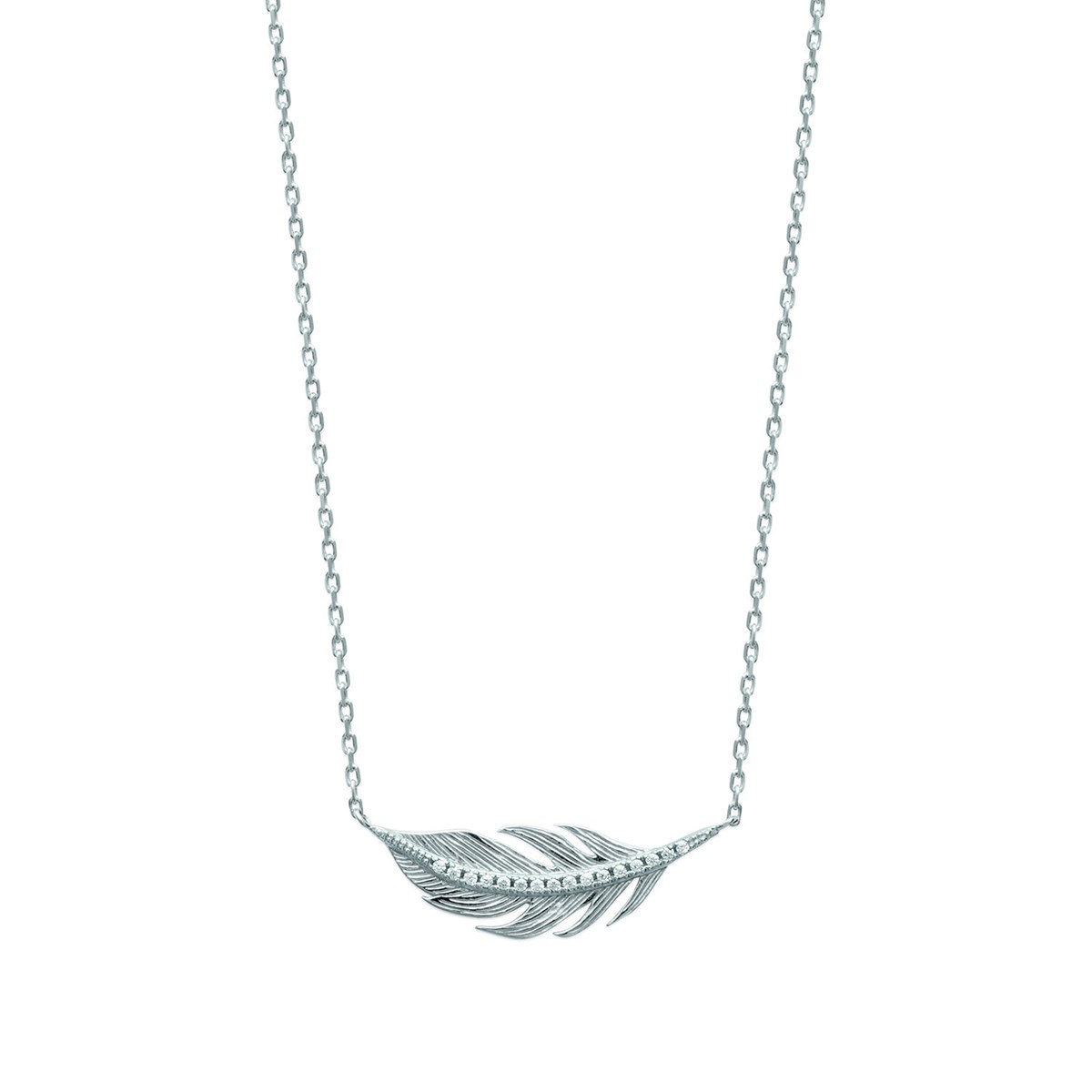 Collier Brillaxis plume brillante argent