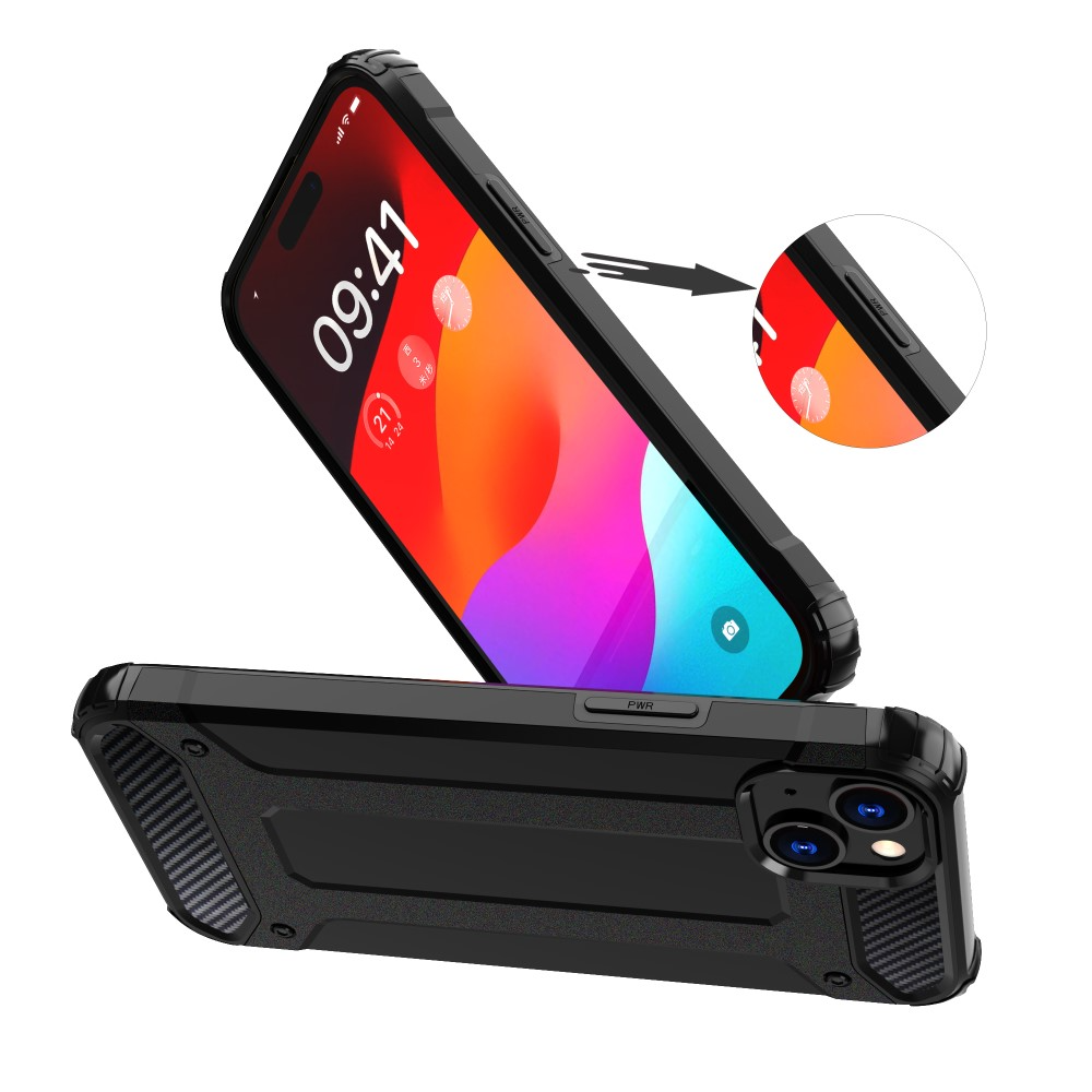 iPhone 15 Outdoor Hybrid Hardcase Hülle - Schwarz