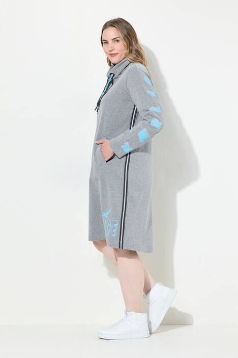 Kleid, Langarm, hoher Kragen, grau melange
