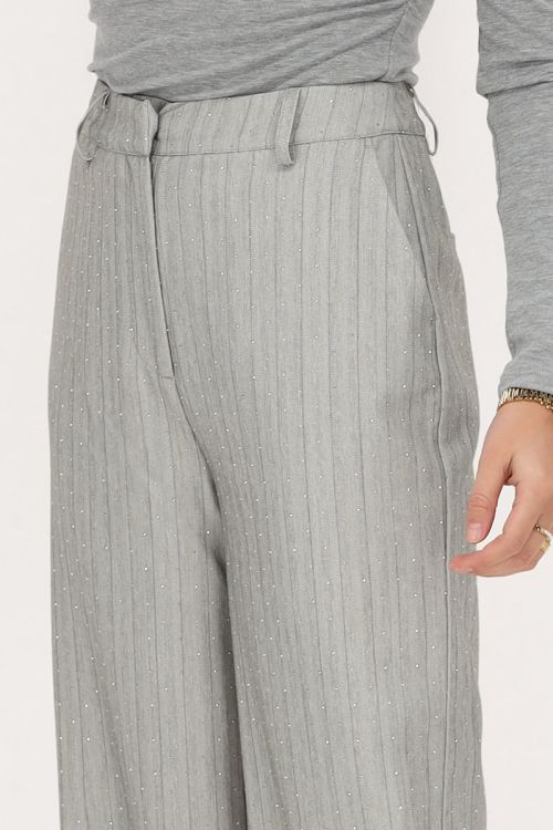 Grijze pantalon met strepen & studs