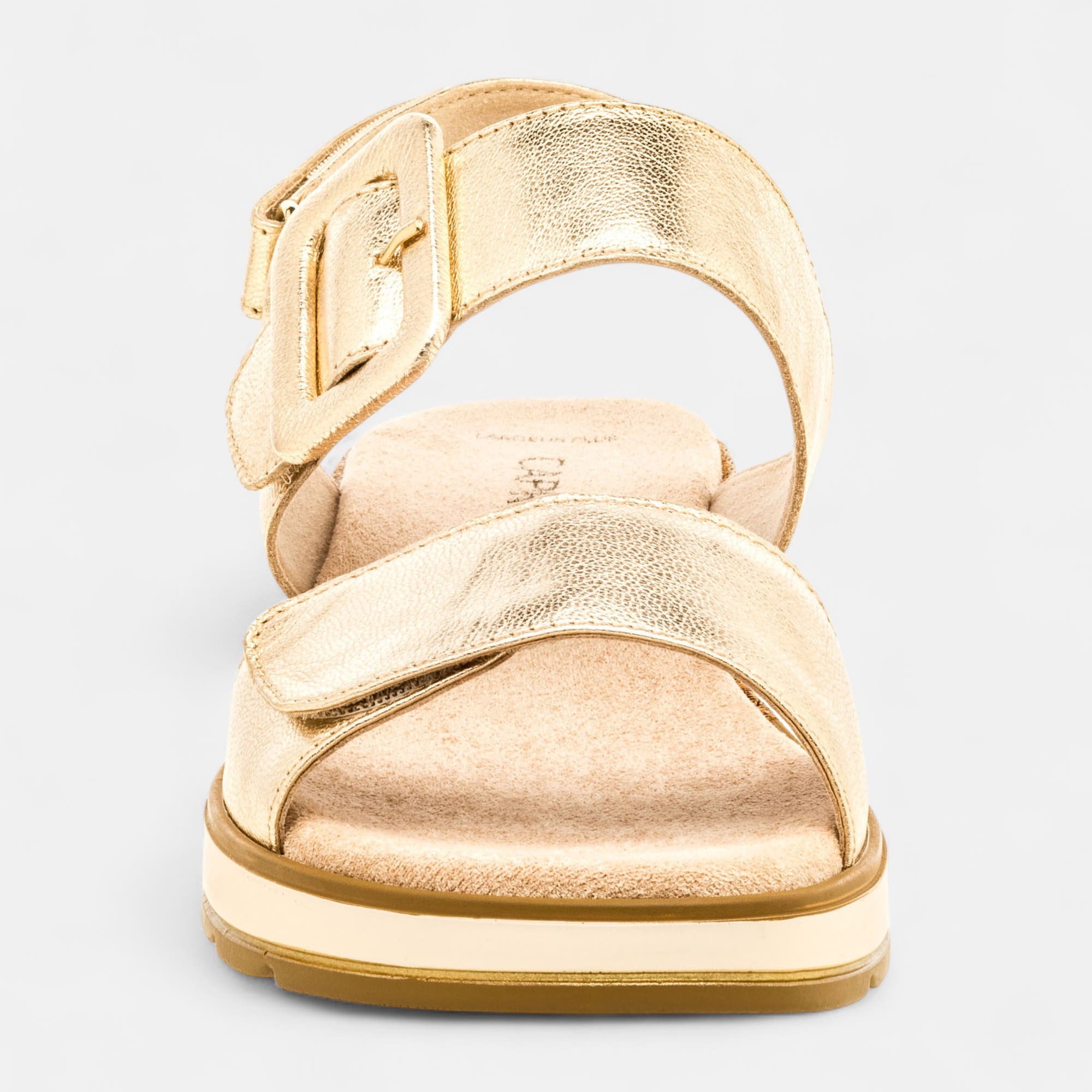 Sandales à talon compensé Femme en cuir or