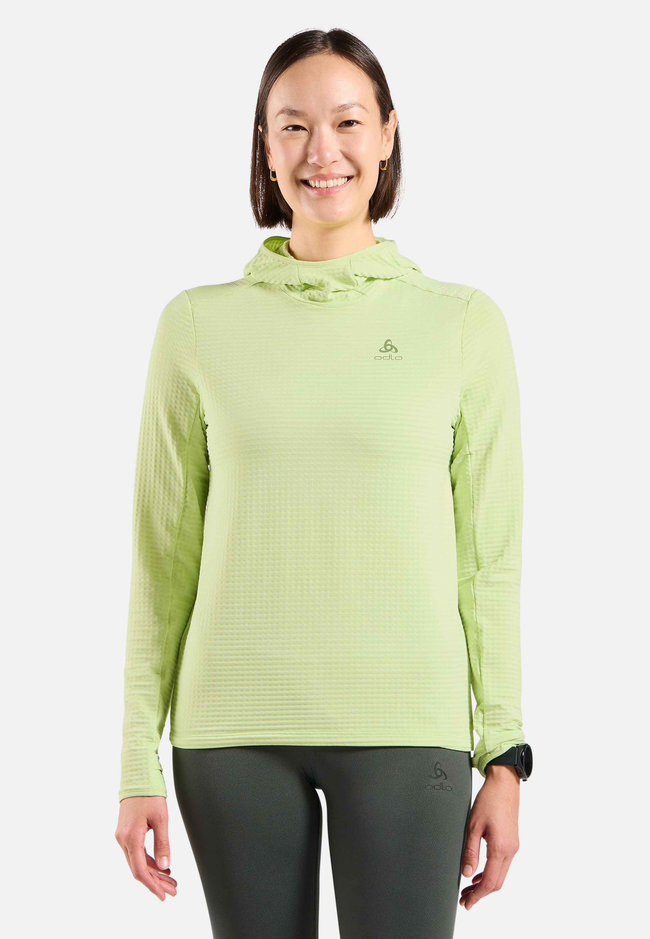 Essentials Thermal Laufhoodie in shadow lime