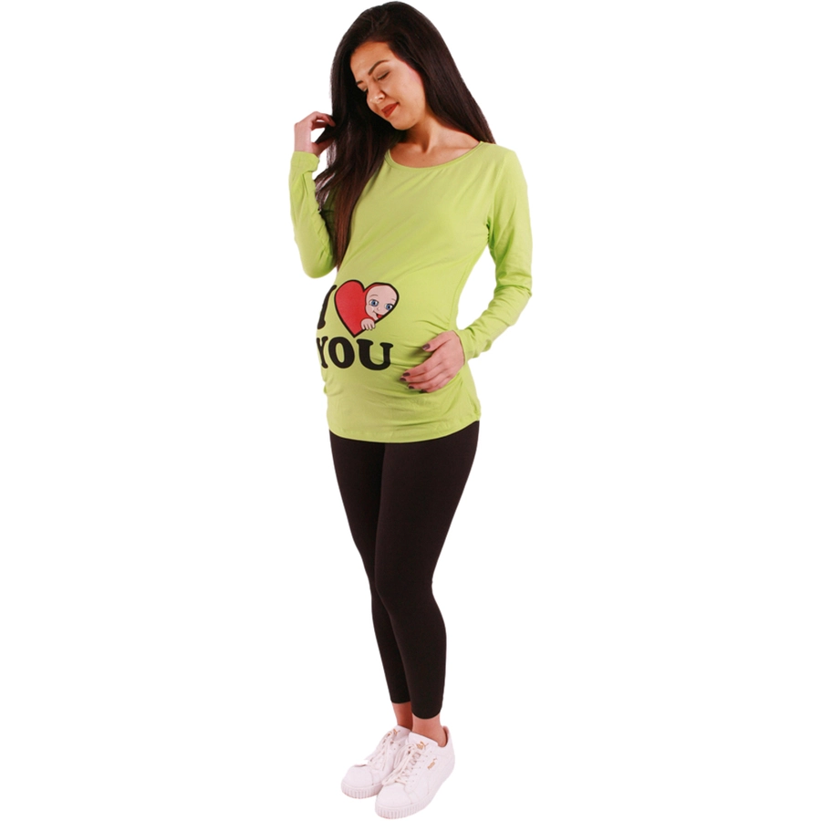 M.M.C. Umstandslangarmshirt I Love You mit Motiv Hellgrün
