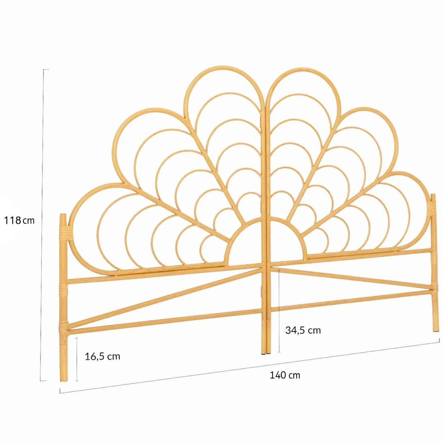 Tête de lit sur pied IVY 140 cm effet rotin en forme de fleur