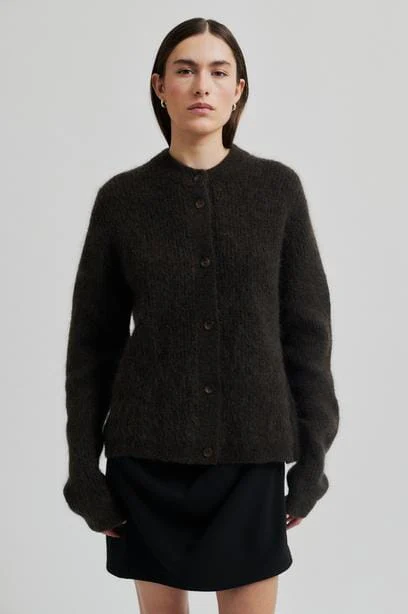 Second Female Brook Knit Rib Cardigan 57878 mulch
