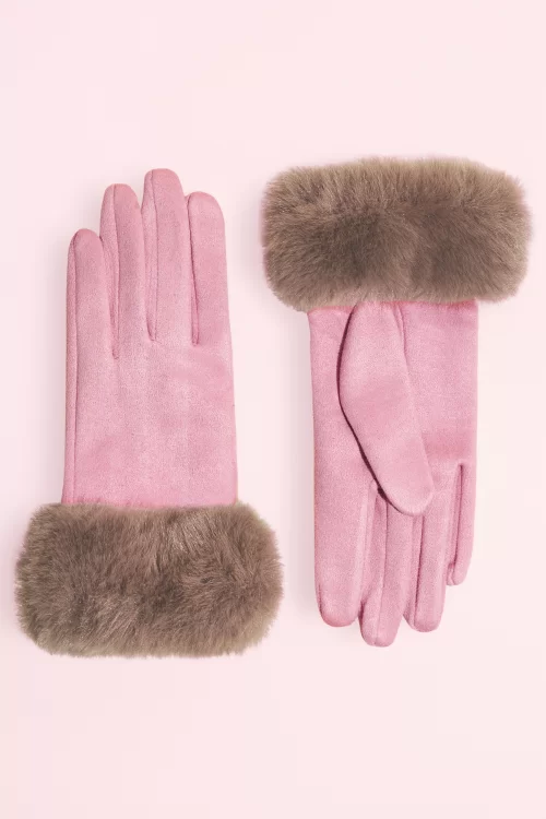 Powder Bettina Suedine handschoenen in lichtroze