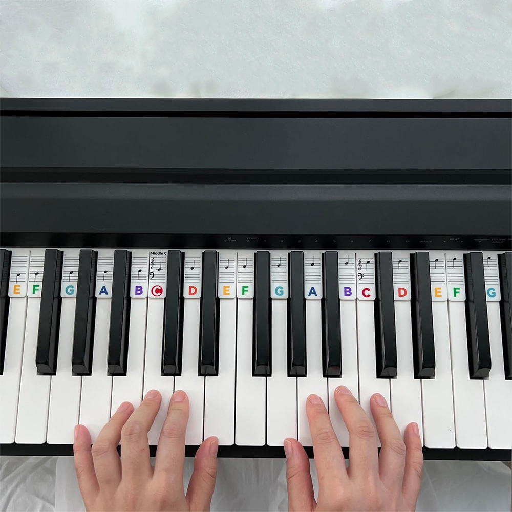 Silikon Klaviertasten Beschriftungs Auflage Keyboardnoten Schilder für 61 / 88 Tasten - Bunt