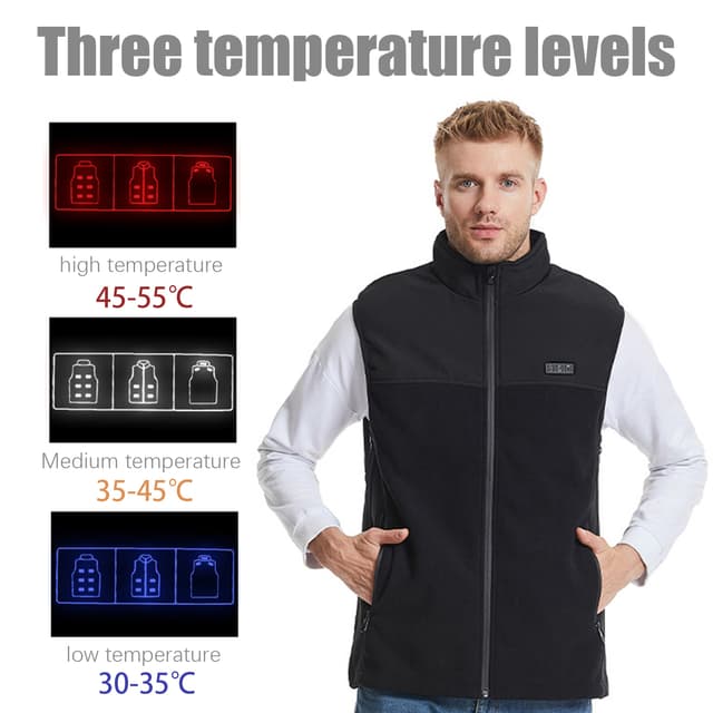 Varmevest 13 varmezoner Sort L/XL