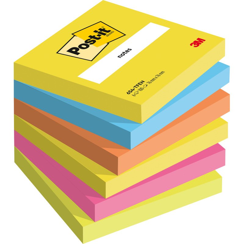 Notes repositionnables couleurs Energetic Post-it - bloc de 100 feuilles = Pour l'achat 12 notes repositionnables, 1 sachet de M&M OFFERT