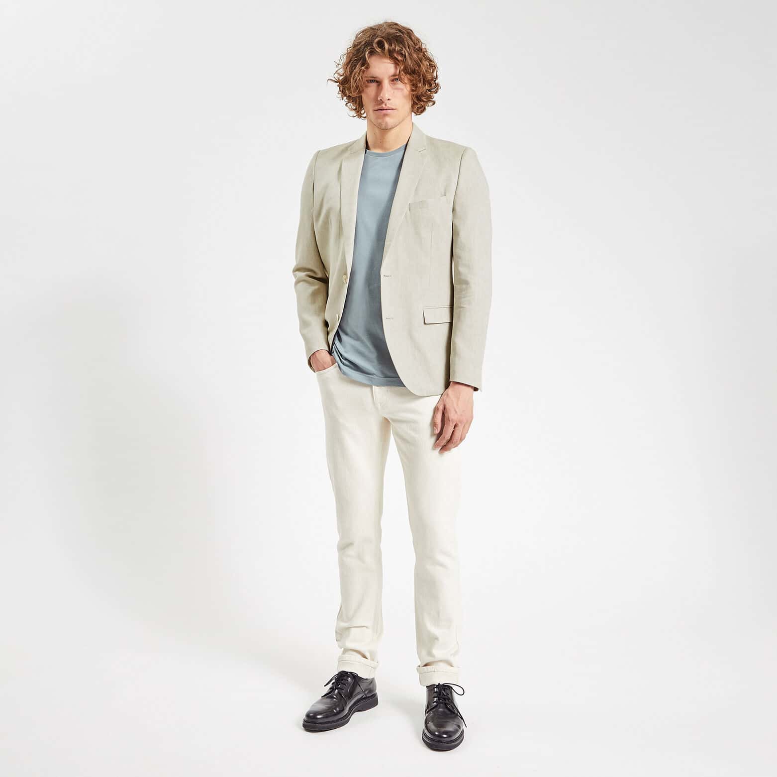 Veste slim à chevrons Beige