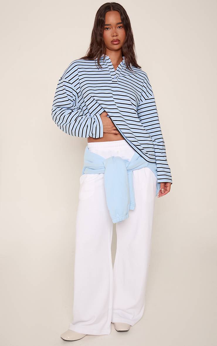 Blanc Jogging Droit À Détails Plissés Et Boutonnage